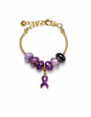 Chronic &amp; Invisible Illness Purple Ribbon Mental Health Awareness Gold Bracelet