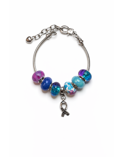 Chronic &amp; Invisible Illness Purple &amp; Blue Ribbon Mental Health Awareness Bracelet