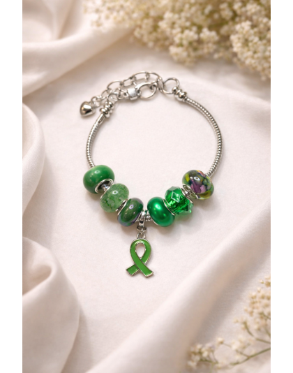 Chronic &amp; Invisible Illness Green Ribbon Mental Health Awareness Bracelet