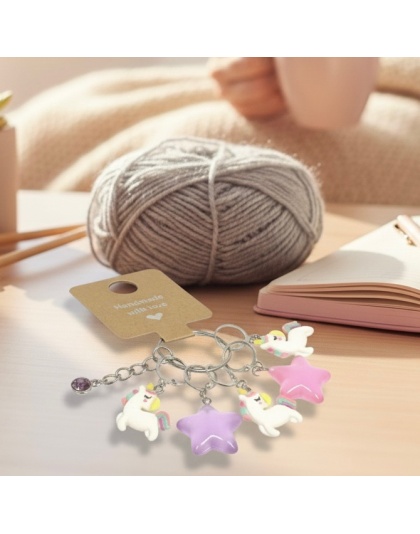 Handmade Unicorn &amp; Star Stitch Markers Supporting &amp; Spreading Awareness Chronic Invisible Rare Disease