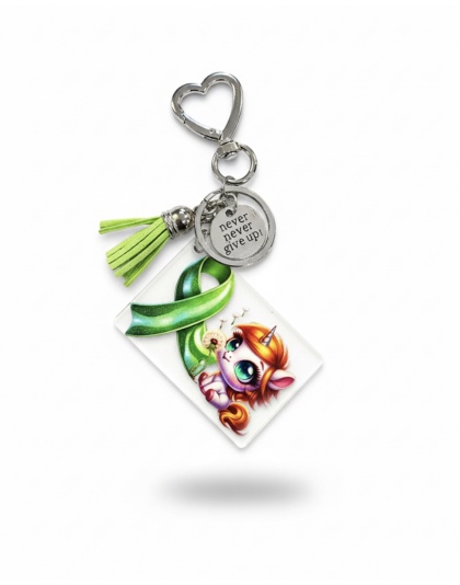 Handmade Never Give Up Unicorn Awareness Keychain Chronic &amp; Invisible Illness Support