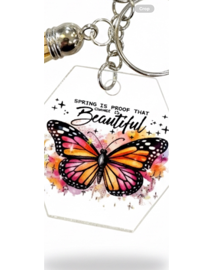 Handmade Beautiful Change Butterfly Awareness Keychain Chronic &amp; Invisible Illness Support