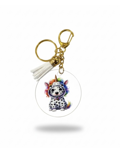 Handmade Unicorn Dalmatian White Tassel Awareness Keychain Chronic &amp; Invisible Illness Support