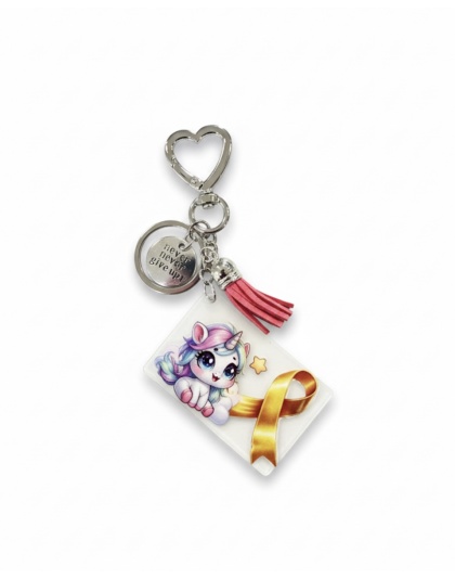 Handmade Yellow Ribbon Unicorn Awareness Keychain Chronic &amp; Invisible Illness Support
