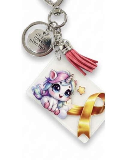 Handmade Yellow Ribbon Unicorn Awareness Keychain Chronic &amp; Invisible Illness Support