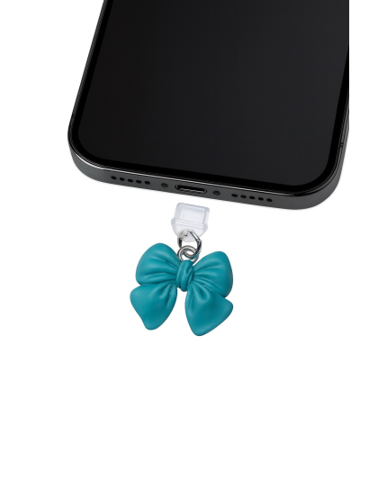 Teal Bow Phone Charm Plug-In Accessory Chronic Rare Invisible Illness Awareness &amp; Support