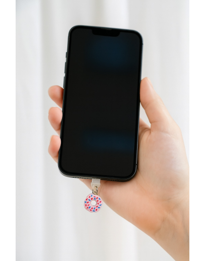 Pink Donut Phone Charm Plug-In Accessory Chronic Rare Invisible Illness Awareness &amp; Support