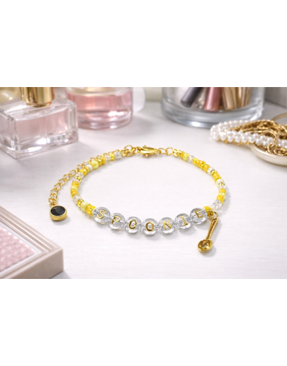 Yellow Spoonie Bracelet with Spoon Charm – Chronic Illness &amp; Rare and Invisible Disabilities Awareness Jewelry