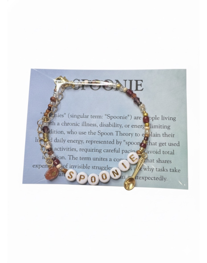 Brown Spoonie Bracelet with Spoon Charm – Chronic Illness &amp; Rare and Invisible Disabilities Awareness Jewelry