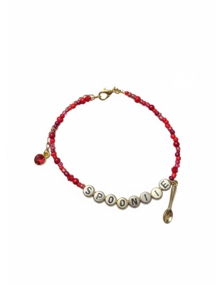 Red Spoonie Bracelet with Spoon Charm – Chronic Illness &amp; Rare and Invisible Disabilities Awareness Jewelry