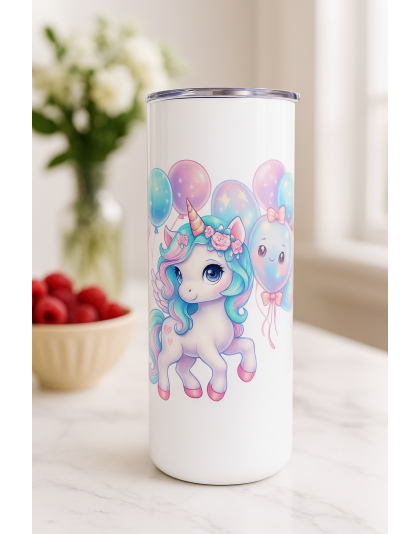 Unicorns w/Balloons Stainless Steel Tumbler – Inspirational Drinkware 20oz Insulated Cup Supporter Survivor