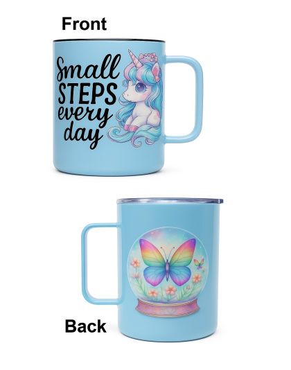 Small Steps Every Day Unicorn Travel Mug Rare, Chronic &amp; Invisible Illness Awareness and Support