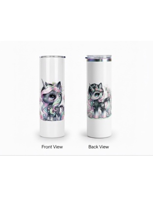 Teal Black Pink Unicorns Stainless Steel Tumbler – Inspirational Drinkware 20oz Insulated Cup Supporter Survivor Autism Neuro Diversity