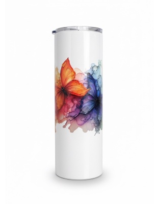 Multicolored Butterflies Stainless Steel Tumbler – Inspirational Drinkware 20oz Insulated Cup Supporter Survivor Autism Neuro Diversity