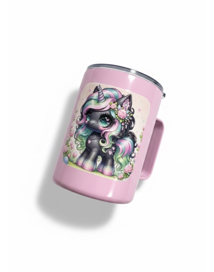 Pink Black Green Unicorn Pink Travel Mug Rare, Chronic &amp; Invisible Illness Awareness and Support