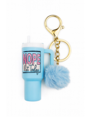 Nope Not Today Light Blue Mini Tumbler Keychain Pill Holder Purse &amp; Bag Accessory Support &amp; Spread Awareness