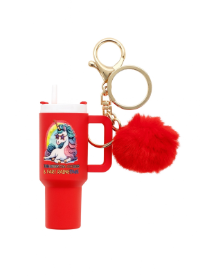 I Pee Glitter Sh#t Cupcakes &amp; Fart Rainbows Red Mini Tumbler Keychain Pill Holder Purse &amp; Bag Accessory Support &amp; Spread Awareness