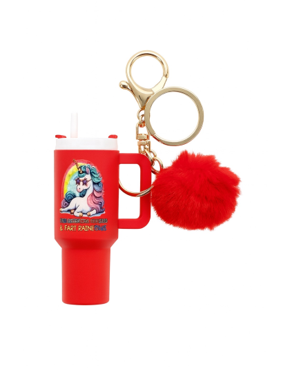 I Pee Glitter Sh#t Cupcakes &amp; Fart Rainbows Red Mini Tumbler Keychain Pill Holder Purse &amp; Bag Accessory Support &amp; Spread Awareness