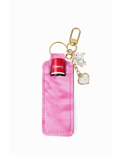 Pink Tie-Dye Lip Balm Holder Keychain Sleeve Rare, Chronic &amp; Invisible Illness Support &amp; Awareness