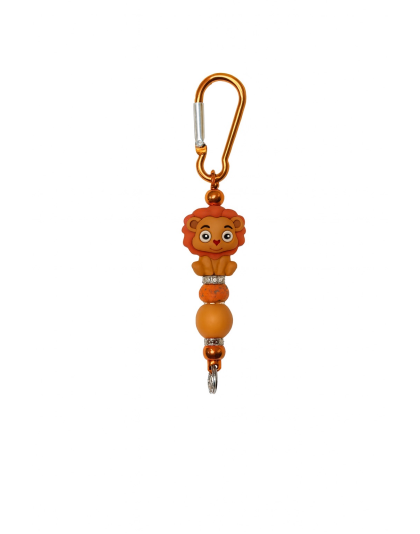 Handmade Fierce Orange Lion Beaded Keychain Supporting Invisible Illness Awareness