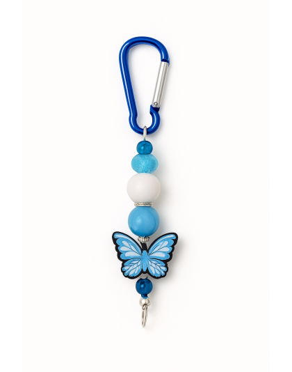Handmade Blue Butterfly Beaded Keychain Supporting Invisible Illness Awareness