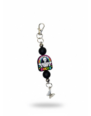 Handmade Rainbow Skeleton Everything Sucks Beaded Keychain Supporting Invisible Illness Awareness