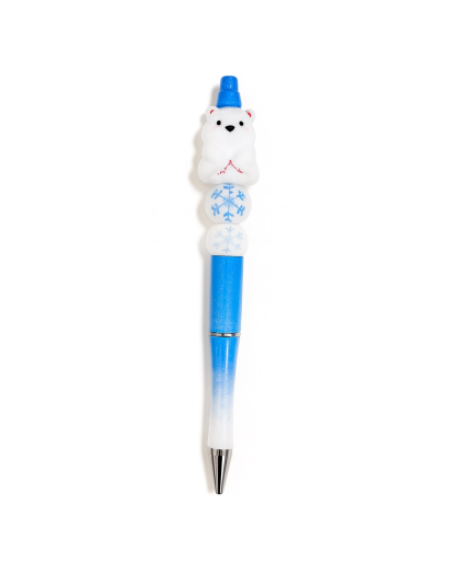 Handmade Polar Bear White Blue Cute, Fun &amp; Full of Heart Support &amp; Awareness