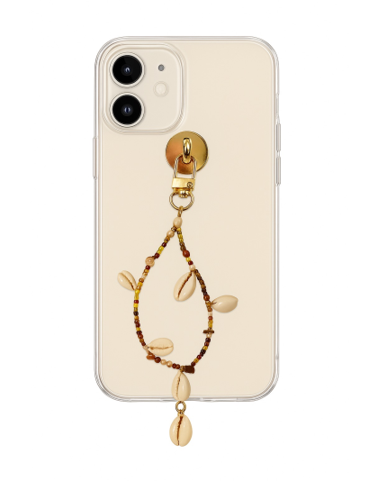 Handmade Brown Shells Beaded Phone Strap Bag Zipper Accessory Chronic Rare Invisible Illness Support &amp; Awareness