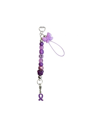 Handmade Purple Beaded Phone Bag Zipper Accessory Chronic Rare Invisible Illness Support &amp; Awareness