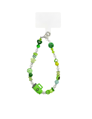 Handmade Green Beaded Phone Strap W/Tumbler Bag Zipper Accessory Chronic Rare Invisible Illness Support &amp; Awareness