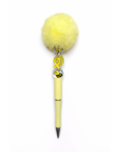 Handmade Yellow Pom-Pom Cute, Fun &amp; Full of Heart Support &amp; Awareness