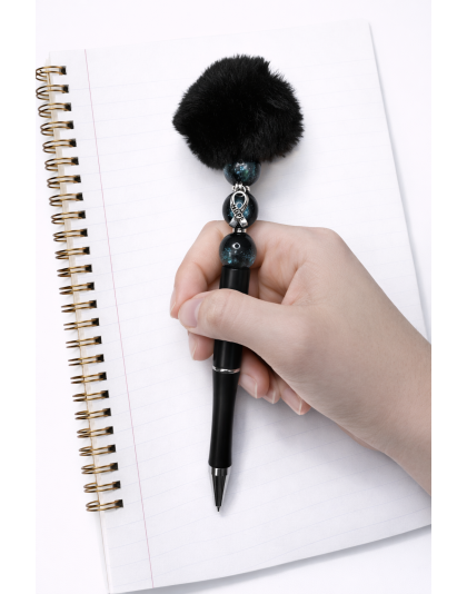 Handmade Black Pom-Pom Cute, Fun &amp; Full of Heart Support &amp; Awareness