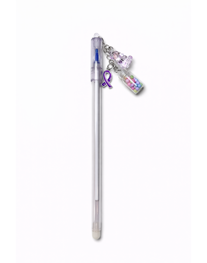 Handmade Purple Ribbon with Charm Pen Cute, Fun &amp; Full of Heart Support &amp; Awareness