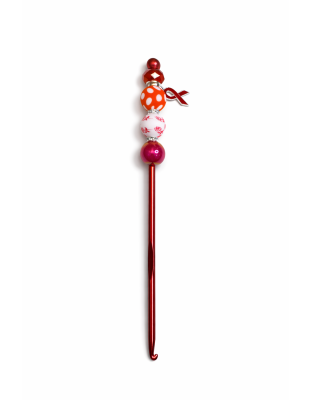 Handmade Red Polka Dot Crochet Hook For Crafter Support Chronic, Rare &amp; Invisible Illness Awareness