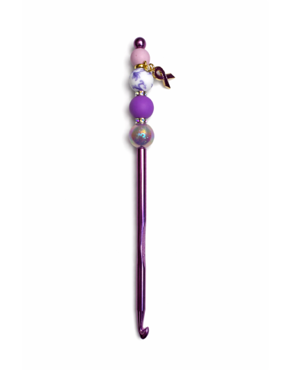 Handmade Purple Gold Crochet Hook For Crafter Support Chronic, Rare &amp; Invisible Illness Awareness