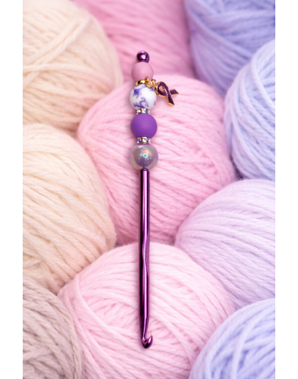 Handmade Purple Gold Crochet Hook For Crafter Support Chronic, Rare &amp; Invisible Illness Awareness