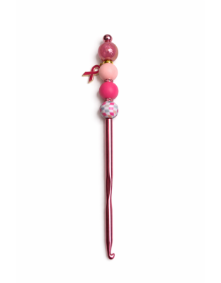 Handmade Pink Checkered Crochet Hook For Crafter Support Chronic, Rare &amp; Invisible Illness Awareness