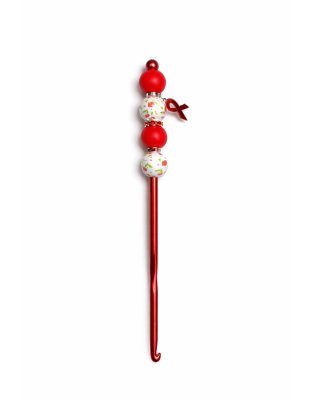 Handmade Red Flower Crochet Hook For Crafter Support Chronic, Rare &amp; Invisible Illness Awareness
