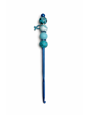 Handmade Teal Marbled Crochet Hook For Crafter Support Chronic, Rare &amp; Invisible Illness Awareness