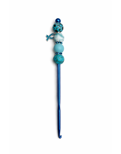 Handmade Teal Marbled Crochet Hook For Crafter Support Chronic, Rare &amp; Invisible Illness Awareness