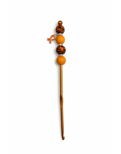 Handmade Orange Tiger Crochet Hook For Crafter Support Chronic, Rare &amp; Invisible Illness Awareness