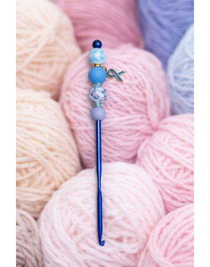 Handmade Blue Crochet Hook For Crafter Support Chronic, Rare &amp; Invisible Illness Awareness