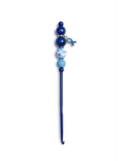 Handmade Dark Blue Crochet Hook For Crafter Support Chronic, Rare &amp; Invisible Illness Awareness