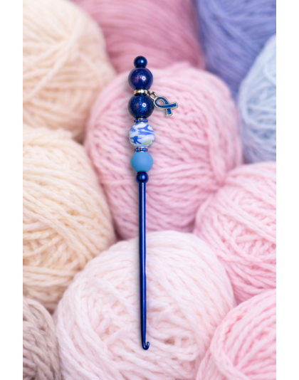 Handmade Dark Blue Crochet Hook For Crafter Support Chronic, Rare &amp; Invisible Illness Awareness