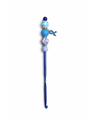 Handmade Blue Plaid Crochet Hook For Crafter Support Chronic, Rare &amp; Invisible Illness Awareness
