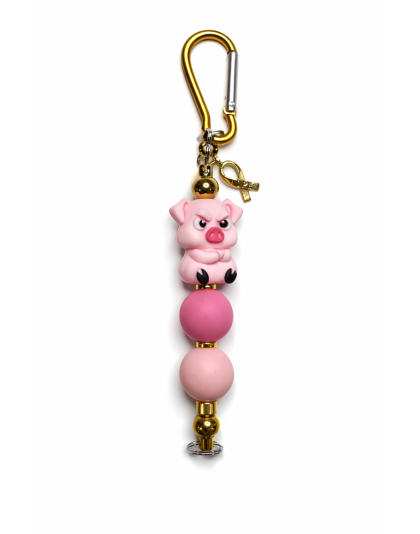 Handmade Pink Cranky Pig Keychain Supporting Invisible Illness Awareness