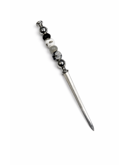 Handmade Gray Black White Beaded Letter Opener Support &amp; Awareness Chronic Rare &amp; Invisible Diseases