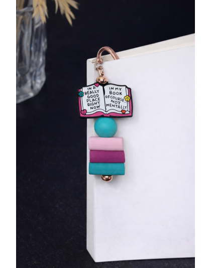 Handmade Metal Bookmark Pink Teal Book Supporting Rare Invisible &amp; Chronic Illness Awareness
