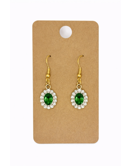 Green White Stone Dangling Earrings Supporting Awareness for Chronic Rare and Invisible Illnesses