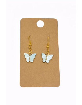Pearly Blue Teal Butterfly Dangling Earrings Supporting Awareness for Chronic Rare and Invisible Illnesses
